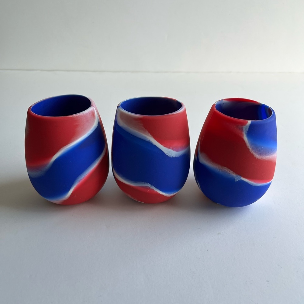 Shark Skinzz Silicone Wine Glass Set of 3 - Red, White, and Blue